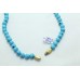Single Line Natural blue black lines turquoise 6 mm Beads Stones NECKLACE 18.2'